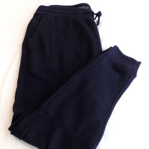 ABERCROMBIE FITCH Soft A&F Sweater Knit Fleece Joggers Mens Large Navy Blue - Picture 1 of 9